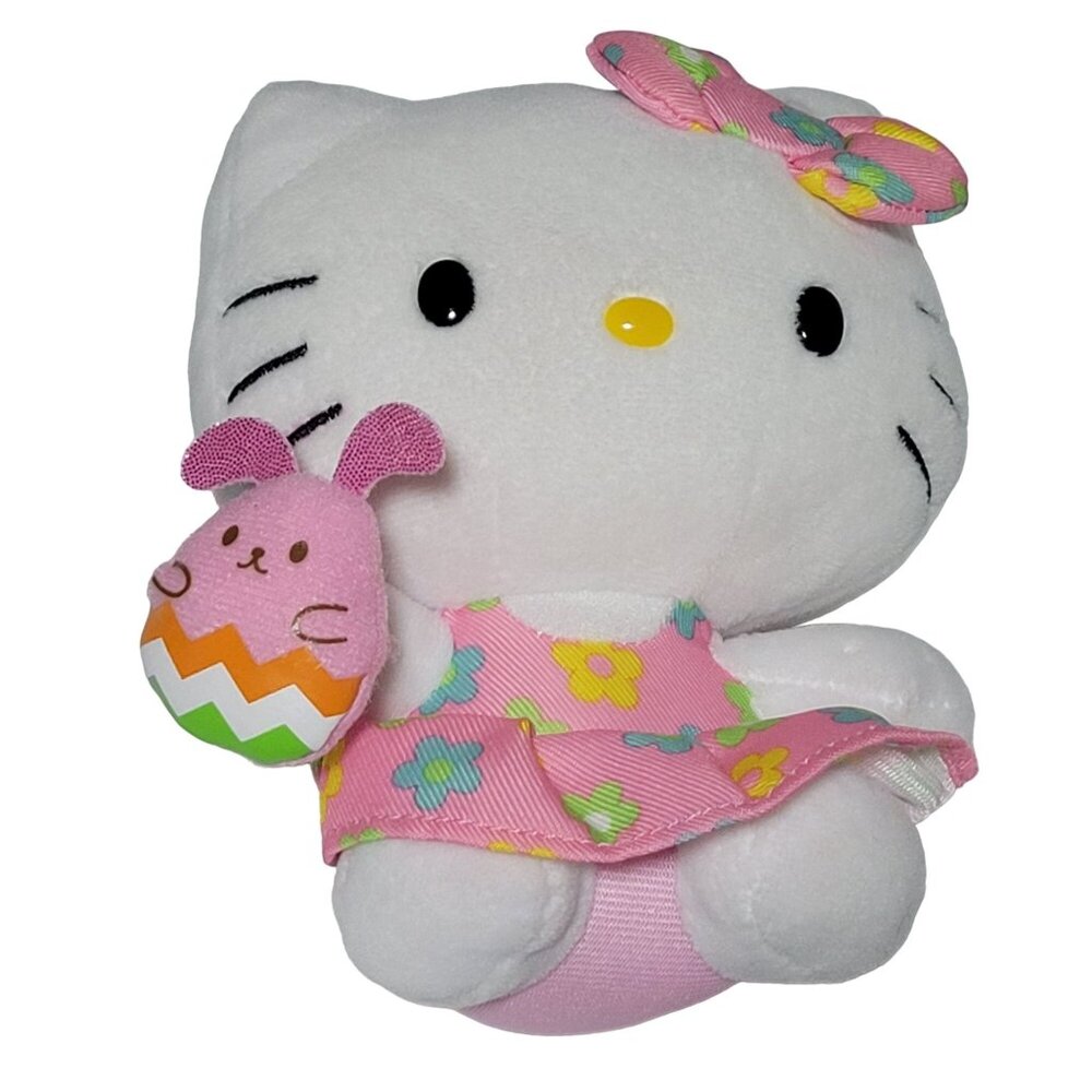 TY San Rio Hello Kitty Easter Bunny Egg Plush Stuffed Animal Dress Bow Toy